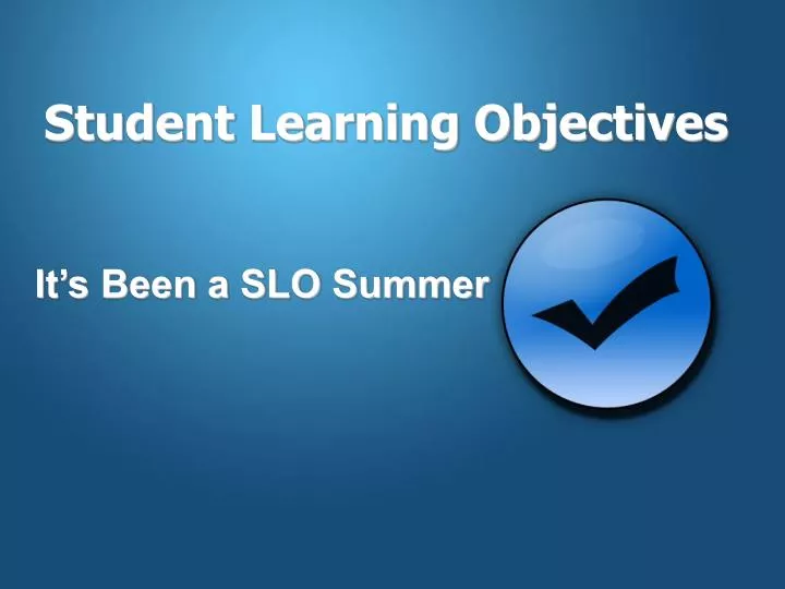 student learning objectives