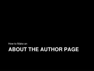 About the author page