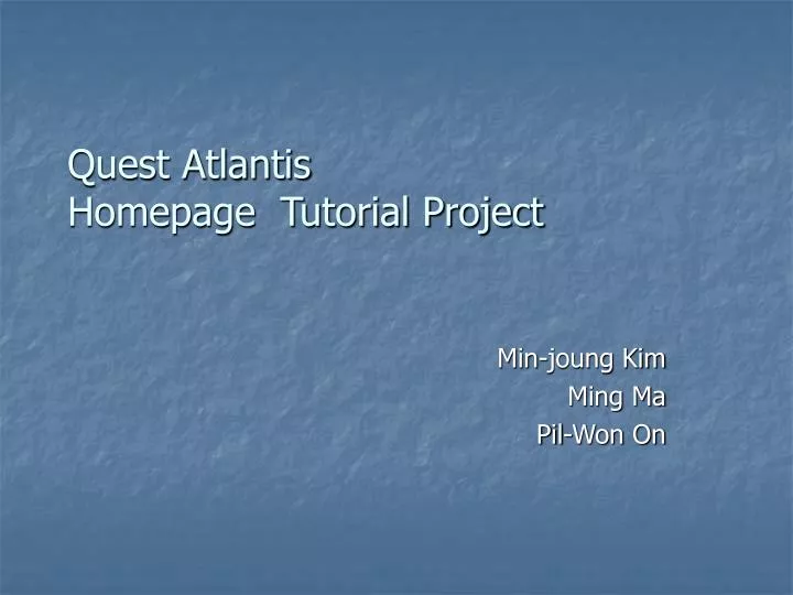 quest atlantis homepage tutorial project