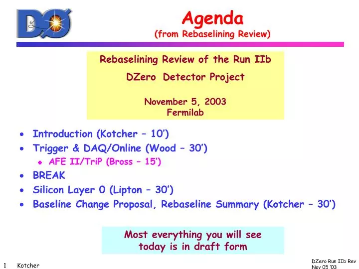 agenda from rebaselining review