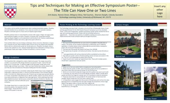 tips and techniques for making an effective symposium poster the title can have one or two lines