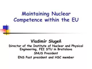 Maintaining Nuclear Competence within the EU