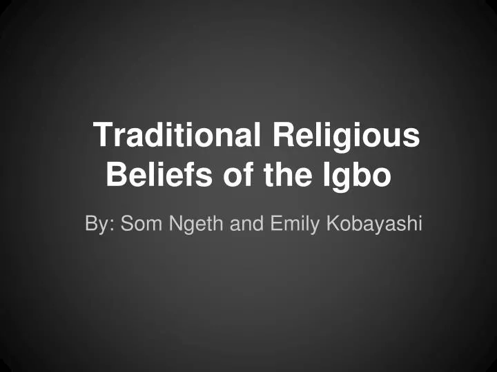 traditional religious beliefs of the igbo