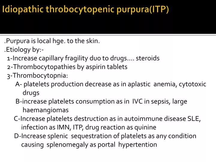 idiopathic throbocytopenic purpura itp