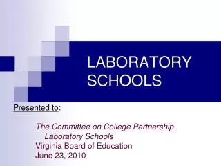 LABORATORY SCHOOLS