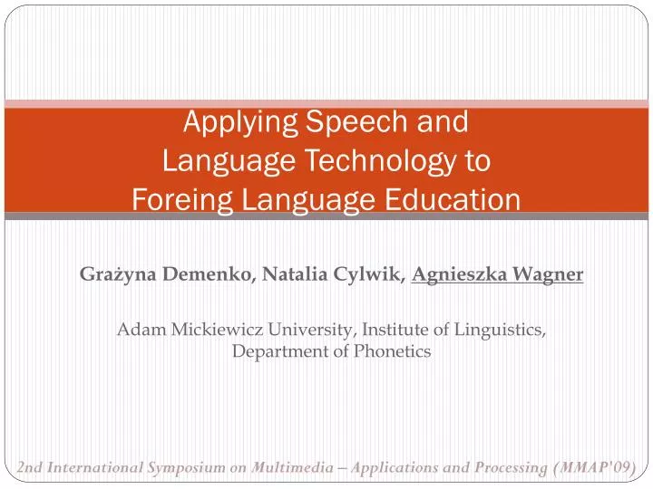 applying speech and language technology to foreing language education
