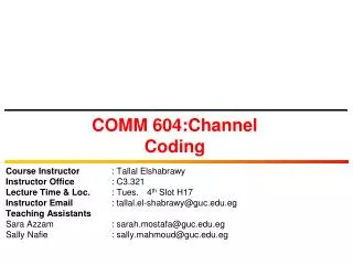 COMM 604:Channel Coding