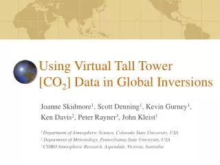 Using Virtual Tall Tower [CO 2 ] Data in Global Inversions