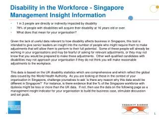 Disability in the Workforce - Singapore Management Insight Information