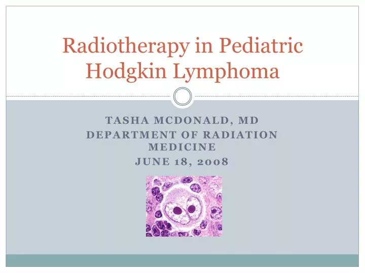 radiotherapy in pediatric hodgkin lymphoma