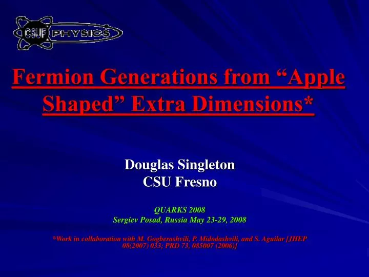 fermion generations from apple shaped extra dimensions