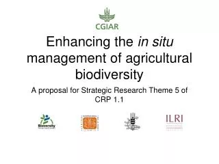 Enhancing the in situ management of agricultural biodiversity