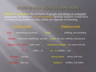 Positive and Negative Expression