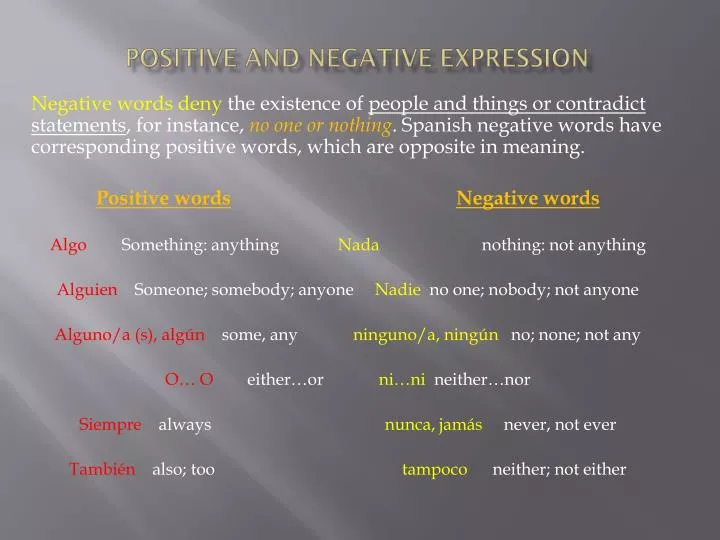 positive and negative expression