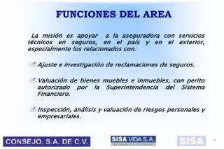 funciones del area