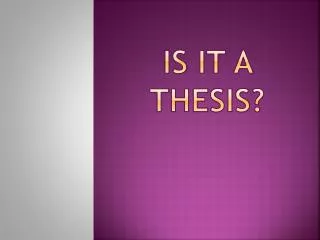 Is it a thesis?