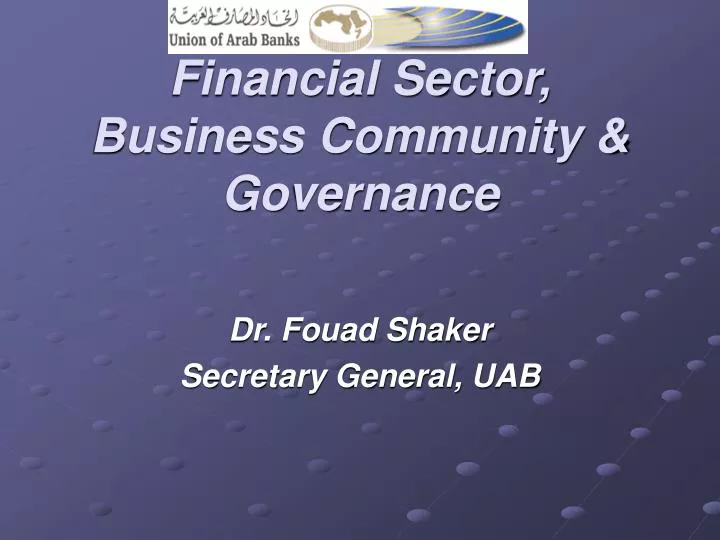 financial sector business community governance