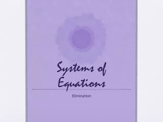 systems of equations