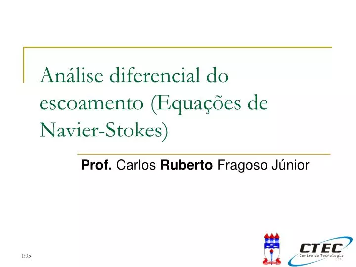 an lise diferencial do escoamento equa es de navier stokes