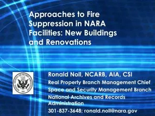 Approaches to Fire Suppression in NARA Facilities: New Buildings and Renovations