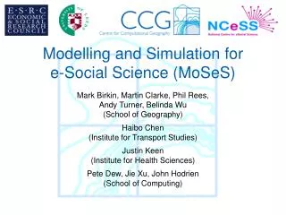 Modelling and Simulation for e-Social Science (MoSeS)