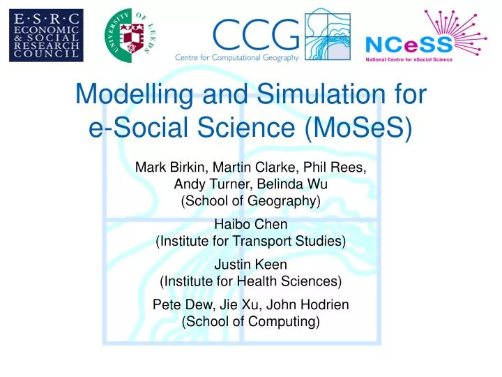 modelling and simulation for e social science moses