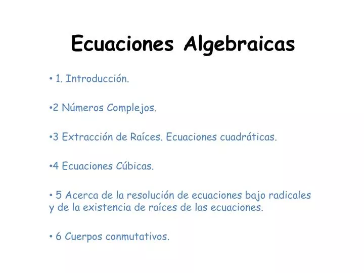 ecuaciones algebraicas