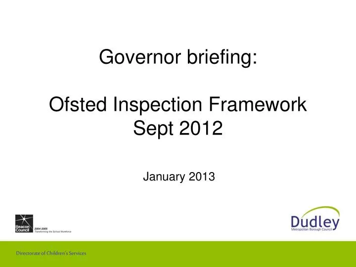 governor briefing ofsted inspection framework sept 2012
