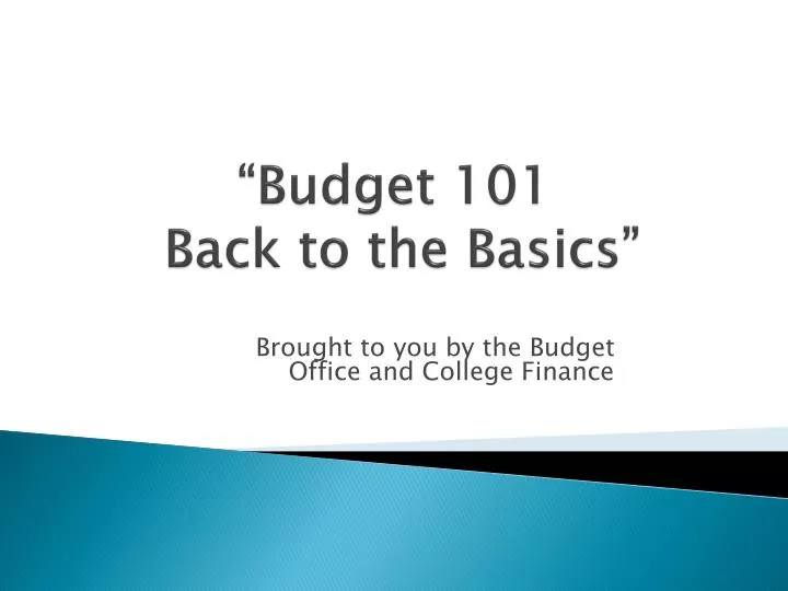 budget 101 back to the basics