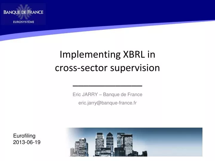 implementing xbrl in cross sector supervision