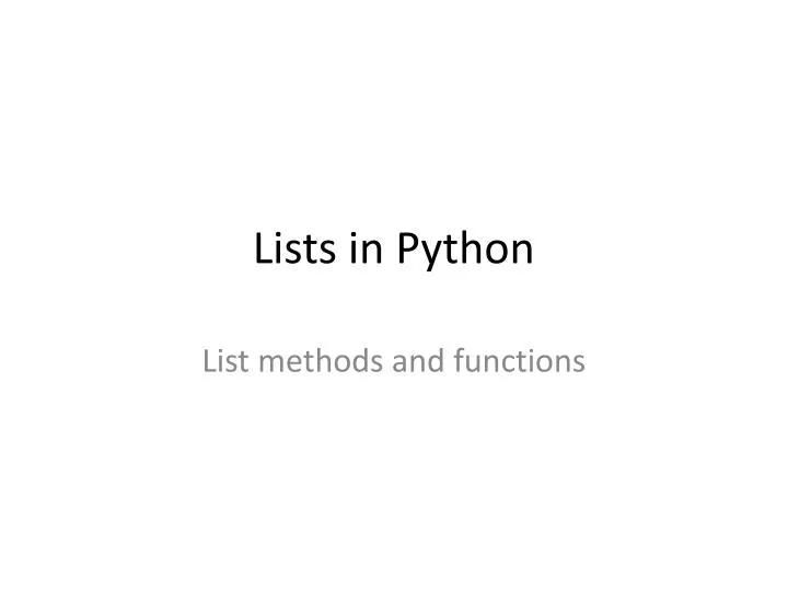 lists in python