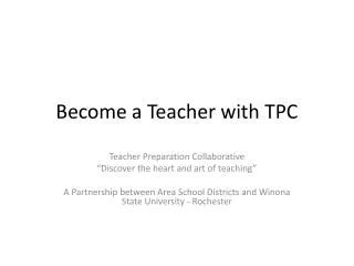 Become a Teacher with TPC