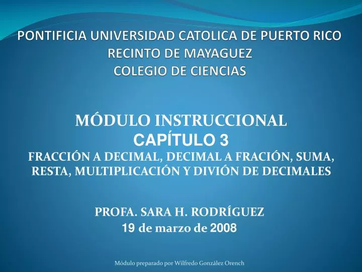 pontificia universidad catolica de puerto rico recinto de mayaguez colegio de ciencias