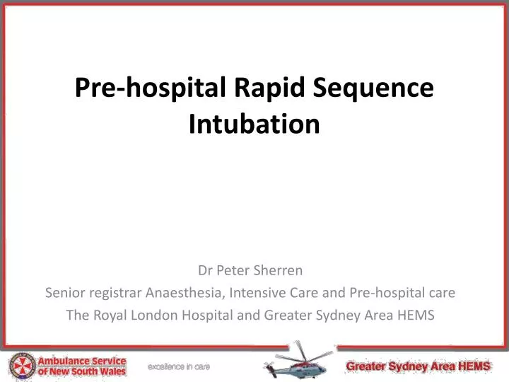 pre hospital rapid sequence intubation