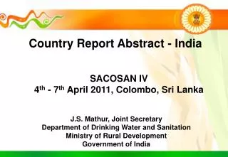 Country Report Abstract - India