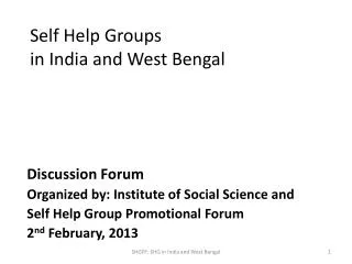 Self Help Groups in India and West Bengal