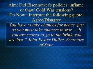 Cold War Policies under Eisenhower