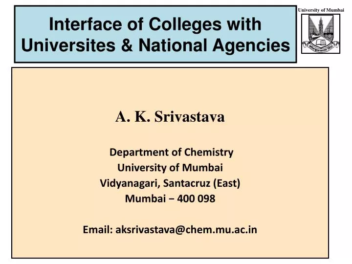 interface of colleges with universites national agencies