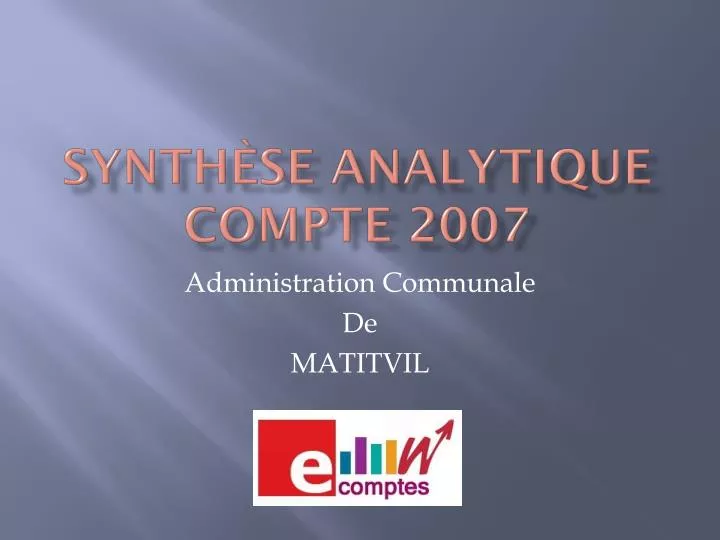 synth se analytique compte 2007