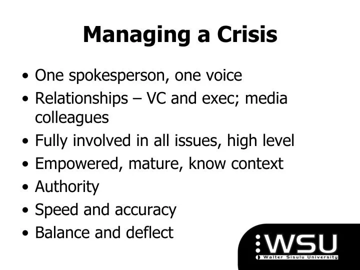 managing a crisis