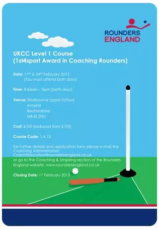 UKCC Level 1 Course (1st4sport Award in Coaching Rounders)