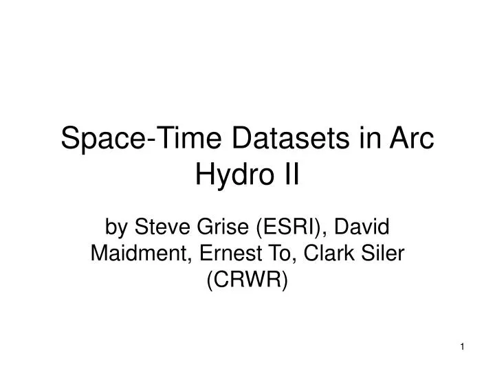 space time datasets in arc hydro ii
