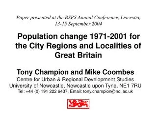 Paper presented at the BSPS Annual Conference, Leicester, 13-15 September 2004