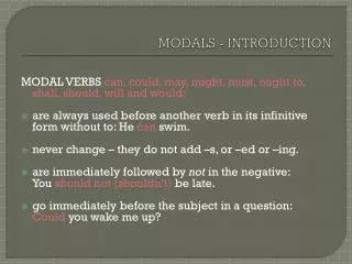 MODALS - INTRODUCTION