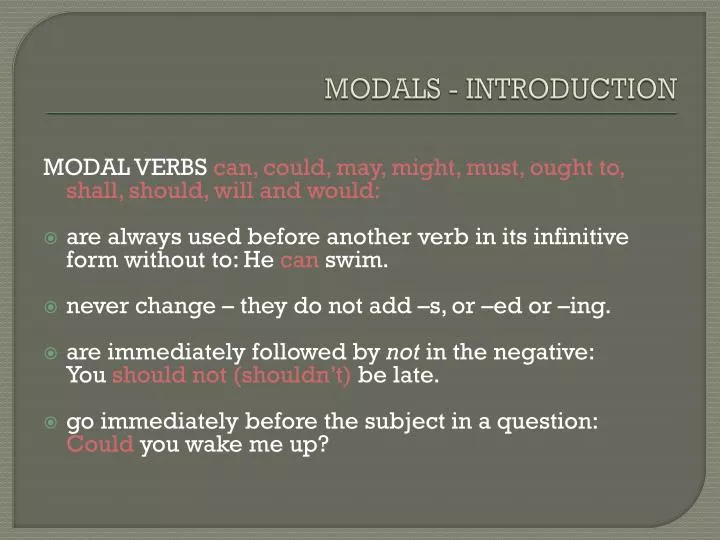 modals introduction