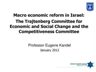 Macro economic reform in Israel: