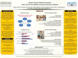 Smart Choice Health Insurance : Pilot Test of the Health Insurance Literacy Initiative