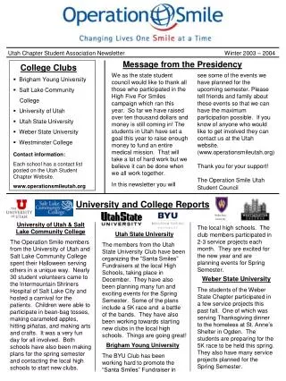 Utah Chapter Student Association Newsletter