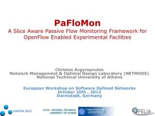 Christos Argyropoulos Network Management &amp; Optimal Design Laboratory (NETMODE)