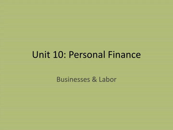 unit 10 personal finance